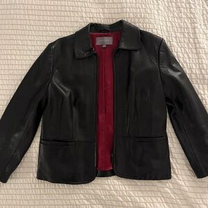 Ann Taylor leather zip up jacket
